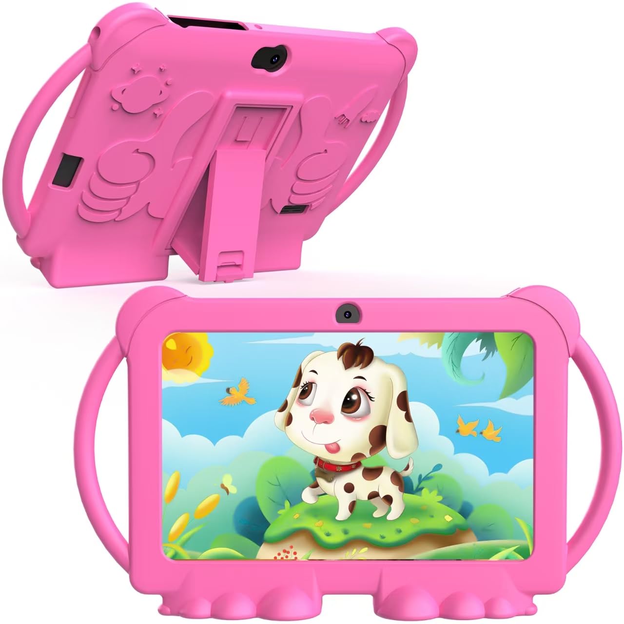 Kids Tablet 7 inch Android 12, 4GB RAM 32GB ROM, 512GB Expandable, with Parental Control, WiFi, Bluetooth, Dual Camera with Silicone Case,