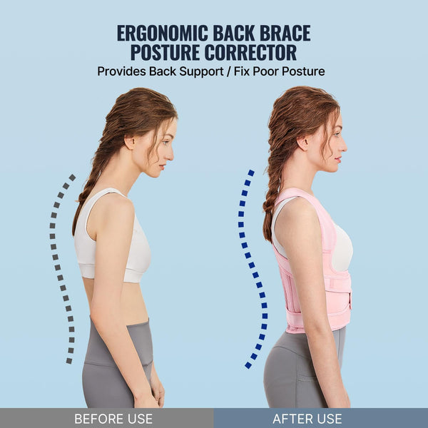 Fit Geno Back Brace Posture Corrector for Women and Men, Shoulder Straightener, Adjustable Full Back Support, Upper and Lower Back Pain Relief - Scoliosis, Hunchback, Hump, Thoracic, Spine Corrector