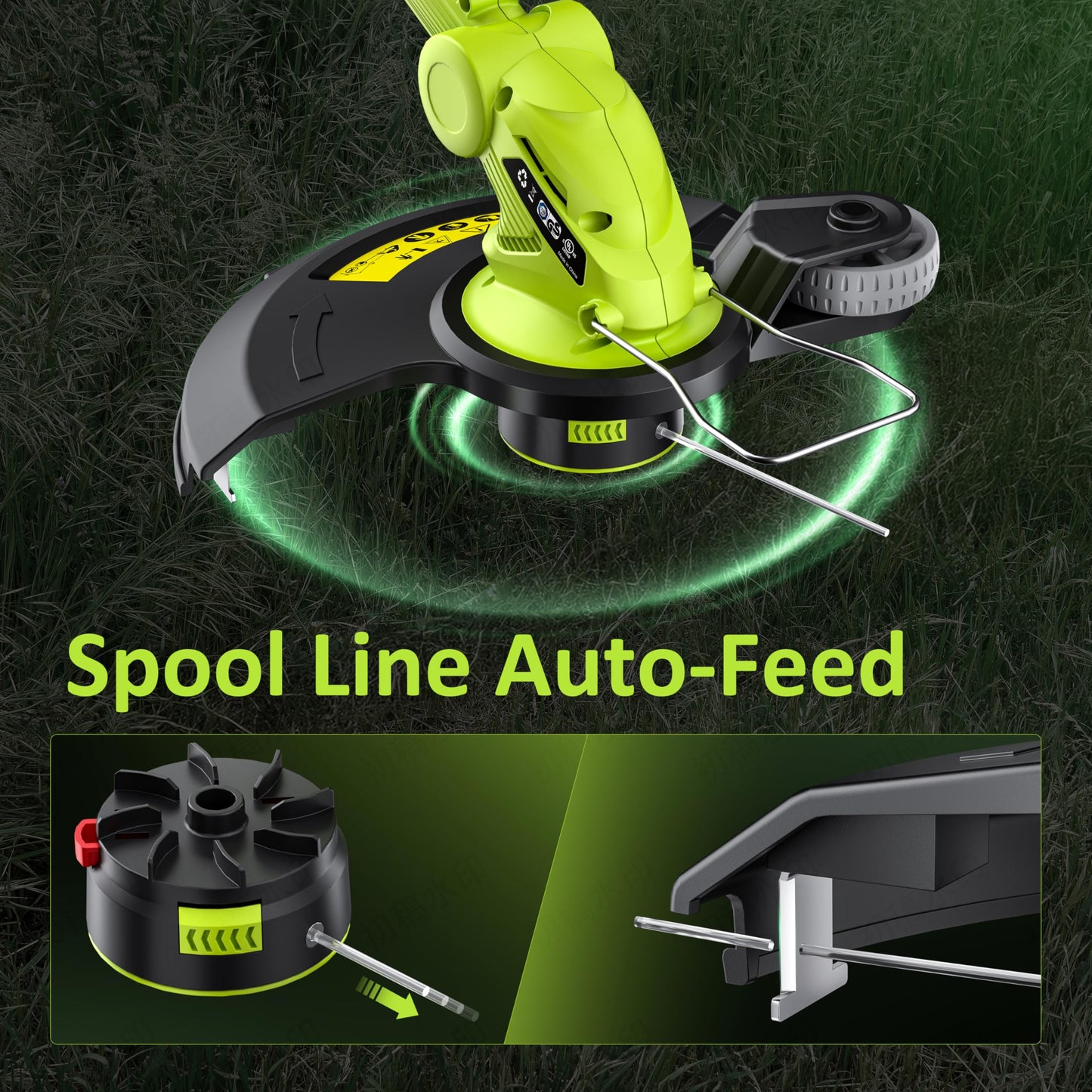 Electric String Trimmer Cordless with 2x2.0Ah Battery, 20V Battery Powered 12-inch Lawn Mover & Edger Lawn Tool with Charger,