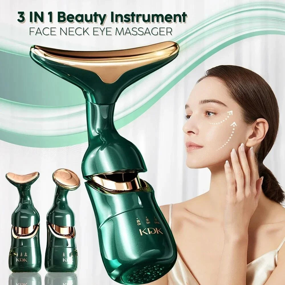 3 In 1 Facial Lifting Device Neck Facial Eye Massage Face Slimmer EMS Beauty Skin Tightening Wrinkle Anti Aging Face Massager (Copy)