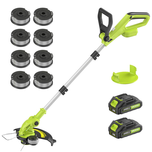 Electric String Trimmer Cordless with 2x2.0Ah Battery, 20V Battery Powered 12-inch Lawn Mover & Edger Lawn Tool with Charger,