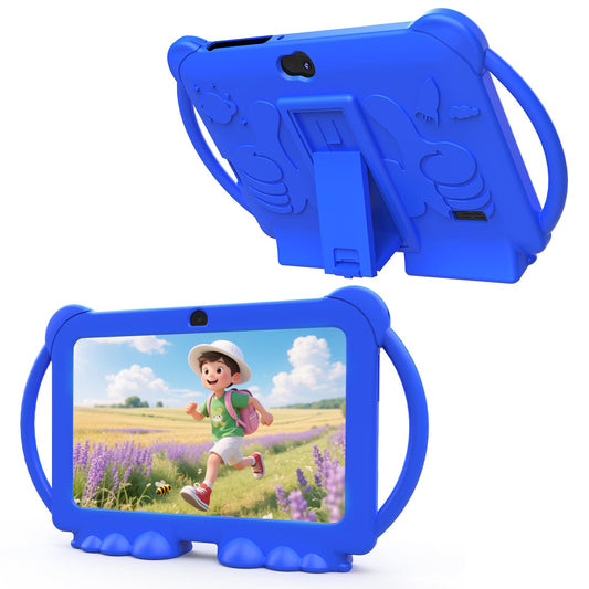 Kids Tablet 7 inch Android 12, 4GB RAM 32GB ROM, 512GB Expandable, with Parental Control, WiFi, Bluetooth, Dual Camera with Silicone Case,