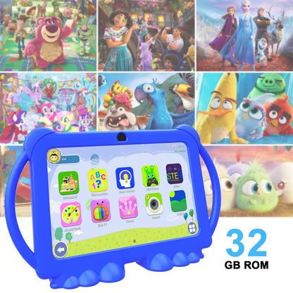 Kids Tablet 7 inch Android 12, 4GB RAM 32GB ROM, 512GB Expandable, with Parental Control, WiFi, Bluetooth, Dual Camera with Silicone Case,