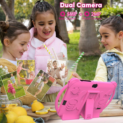 Kids Tablet 7 inch Android 12, 4GB RAM 32GB ROM, 512GB Expandable, with Parental Control, WiFi, Bluetooth, Dual Camera with Silicone Case,