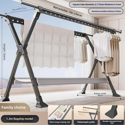 Floor-to-ceiling drying rack Aluminum alloy outdoor foldable free installation drying rack Children's clothing drying rack